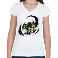 PRINTFASHION Broly - Női V-nyakú póló - Fehér női póló