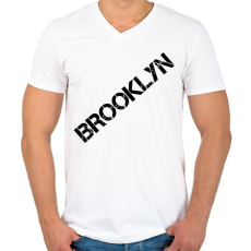 PRINTFASHION Brooklyn  - Férfi V-nyakú póló - Fehér