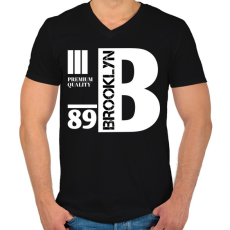 PRINTFASHION Brooklyn premium quality 89 - Férfi V-nyakú póló - Fekete