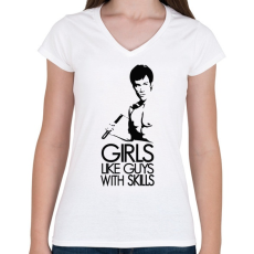PRINTFASHION Bruce Lee - Női V-nyakú póló - Fehér
