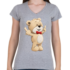 PRINTFASHION Brumi - Női V-nyakú póló - Sport szürke női póló