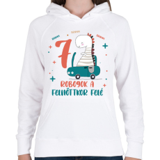 PRINTFASHION Brumm, brumm, robogok - Számmal - Női kapucnis pulóver - Fehér