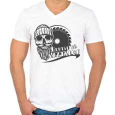 PRINTFASHION Brutál jó asztalos - Férfi V-nyakú póló - Fehér