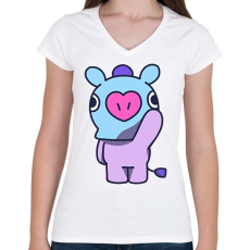 PRINTFASHION BT21 - Női V-nyakú póló - Fehér