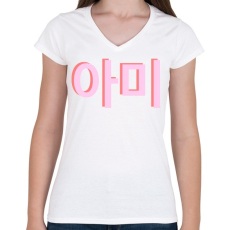 PRINTFASHION BTS Army - Női V-nyakú póló - Fehér
