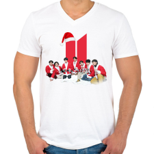 PRINTFASHION BTS Karácsony - Férfi V-nyakú póló - Fehér férfi póló