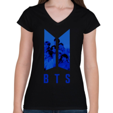 PRINTFASHION bts-kék - Női V-nyakú póló - Fekete női póló