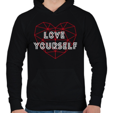 PRINTFASHION BTS - Love yourself - Férfi kapucnis pulóver - Fekete
