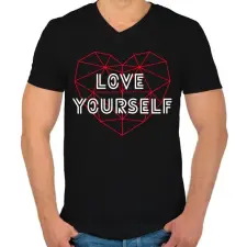 PRINTFASHION BTS - Love yourself - Férfi V-nyakú póló - Fekete férfi póló