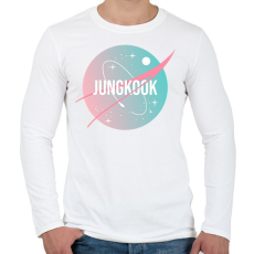 PRINTFASHION BTS NASA: JUNGKOOK - Férfi hosszú ujjú póló - Fehér