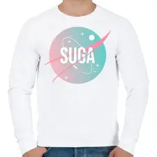 PRINTFASHION BTS NASA: SUGA - Férfi pulóver - Fehér férfi pulóver, kardigán
