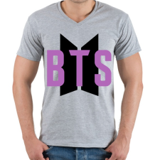PRINTFASHION BTS - Purple - Férfi V-nyakú póló - Sport szürke férfi póló