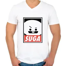PRINTFASHION BTS Suga - Férfi V-nyakú póló - Fehér férfi póló