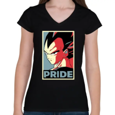 PRINTFASHION Büszke Vegita - Női V-nyakú póló - Fekete