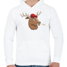 PRINTFASHION Buck - Férfi kapucnis pulóver - Fehér