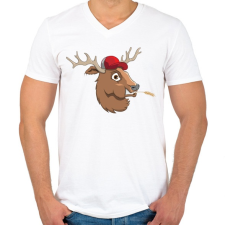 PRINTFASHION Buck - Férfi V-nyakú póló - Fehér férfi póló