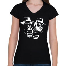 PRINTFASHION Bud Spencer and Terence Hill - White - Női V-nyakú póló - Fekete