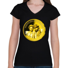 PRINTFASHION Bud Spencer és Terence Hill aranyérme - Női V-nyakú póló - Fekete női póló