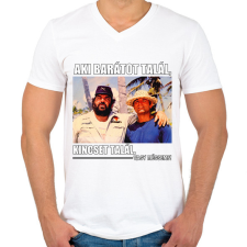 PRINTFASHION Bud Spencer és Terence Hill - Férfi V-nyakú póló - Fehér férfi póló