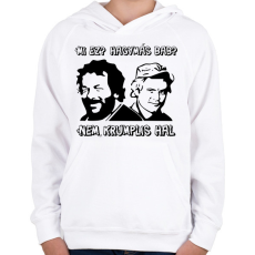 PRINTFASHION Bud Spencer és Terence Hill  ( Mi ez? Hagymás bab?) - Gyerek kapucnis pulóver - Fehér