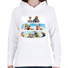 PRINTFASHION Bud Spencer és Terence Hill - Női kapucnis pulóver - Fehér női pulóver, kardigán