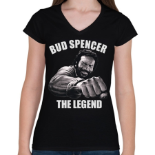 PRINTFASHION Bud Spencer - Női V-nyakú póló - Fekete női póló