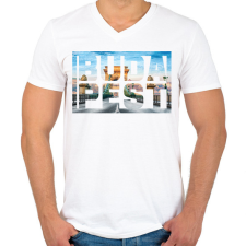 PRINTFASHION Budapest 2 - Férfi V-nyakú póló - Fehér férfi póló