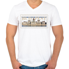 PRINTFASHION Budapest - Férfi V-nyakú póló - Fehér férfi póló