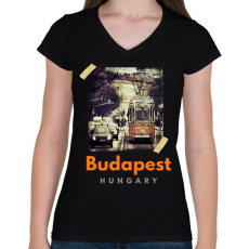 PRINTFASHION BUDAPEST - Női V-nyakú póló - Fekete