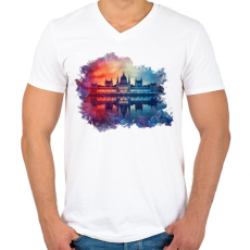 PRINTFASHION budapest parlament01 - Férfi V-nyakú póló - Fehér
