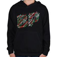 PRINTFASHION Budapest Red White Green - Gyerek kapucnis pulóver - Fekete gyerek pulóver, kardigán