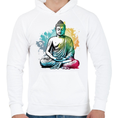 PRINTFASHION Buddha  - Férfi kapucnis pulóver - Fehér