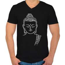 PRINTFASHION buddha - Férfi V-nyakú póló - Fekete férfi póló