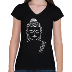 PRINTFASHION buddha - Női V-nyakú póló - Fekete