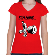 PRINTFASHION Buffering... - Női V-nyakú póló - Piros női póló