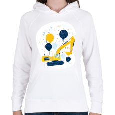 PRINTFASHION Buldózer - Női kapucnis pulóver - Fehér