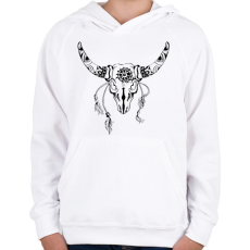 PRINTFASHION bull skull - Gyerek kapucnis pulóver - Fehér