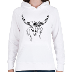 PRINTFASHION bull skull - Női kapucnis pulóver - Fehér