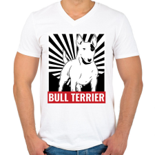 PRINTFASHION Bull Terrier - Férfi V-nyakú póló - Fehér férfi póló