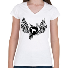 PRINTFASHION Bull terrier wings - Női V-nyakú póló - Fehér női póló