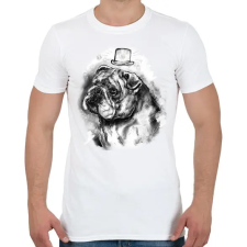 PRINTFASHION bulldog kalappal - Férfi póló - Fehér férfi póló
