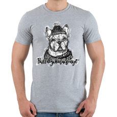 PRINTFASHION bulldog karácsonyt - Férfi póló - Sport szürke