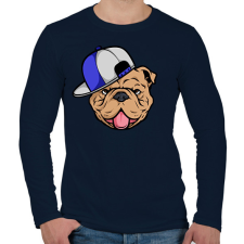 PRINTFASHION Bulldog sapiban - Férfi hosszú ujjú póló - Sötétkék férfi póló