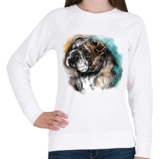PRINTFASHION bulldog watercolor - Női pulóver - Fehér