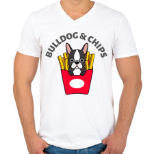 PRINTFASHION BULLDOGCHIPS - Férfi V-nyakú póló - Fehér férfi póló