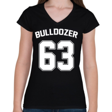 PRINTFASHION Bulldozer 63 - Női V-nyakú póló - Fekete
