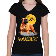 PRINTFASHION bullmastiff - Női V-nyakú póló - Fekete