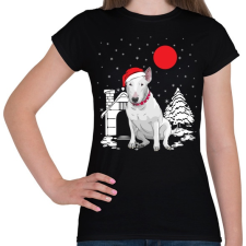 PRINTFASHION Bullterrier karácsony - Női póló - Fekete női póló