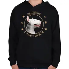 PRINTFASHION Bullterrier - Legjobb barát - Gyerek kapucnis pulóver - Fekete gyerek pulóver, kardigán
