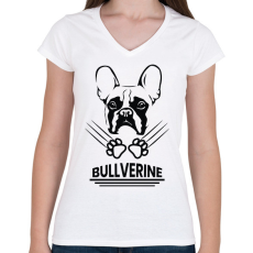 PRINTFASHION Bullverine - Női V-nyakú póló - Fehér